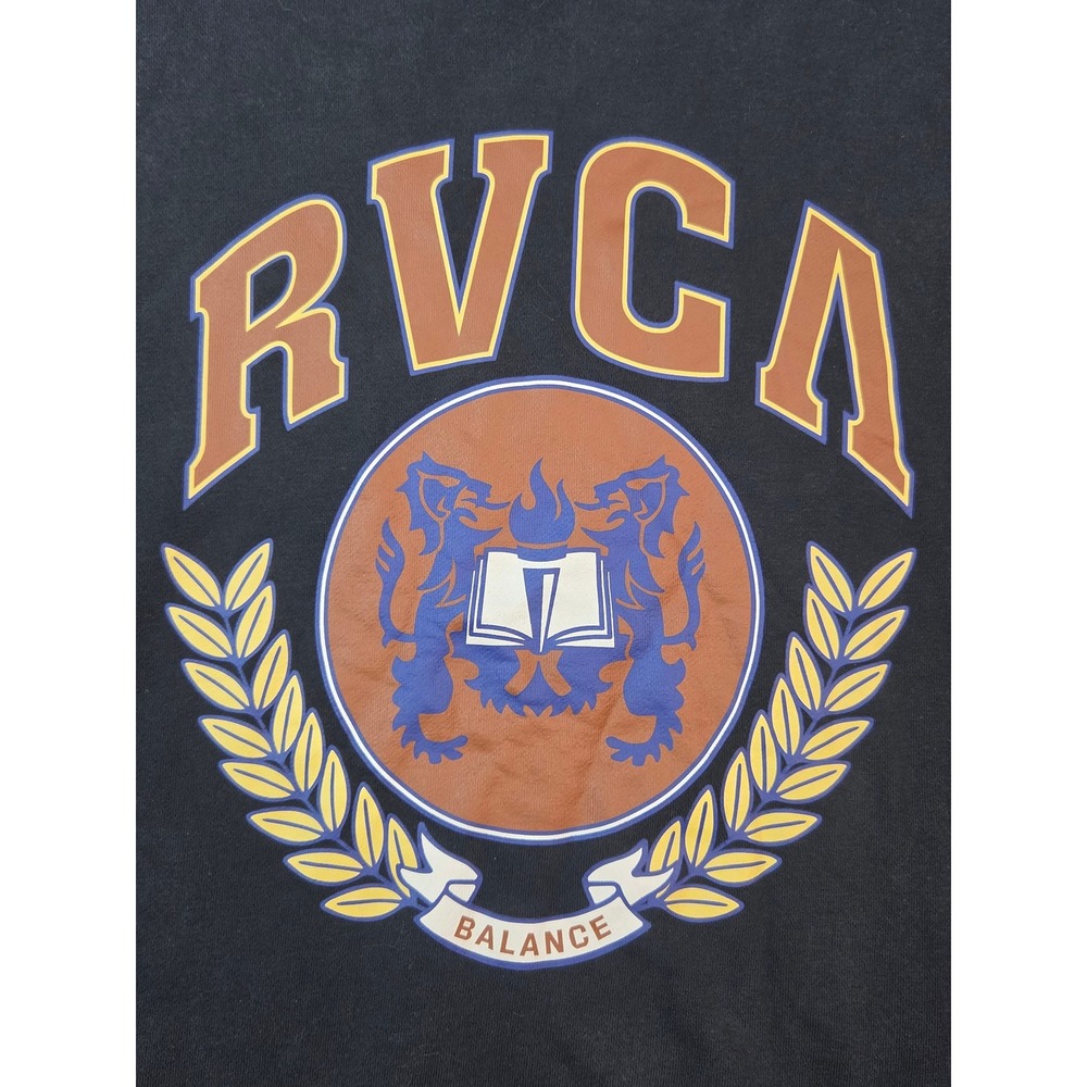 RVCA Mens Balance Crest Graphic Crewneck Sweatshirt Black Small Fleece Pullover